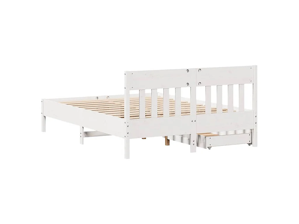 Cadre de lit sans matelas blanc 140x200 cm bois de pin massif