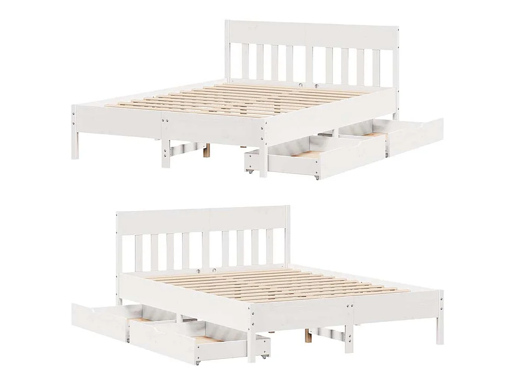 Cadre de lit sans matelas blanc 140x200 cm bois de pin massif