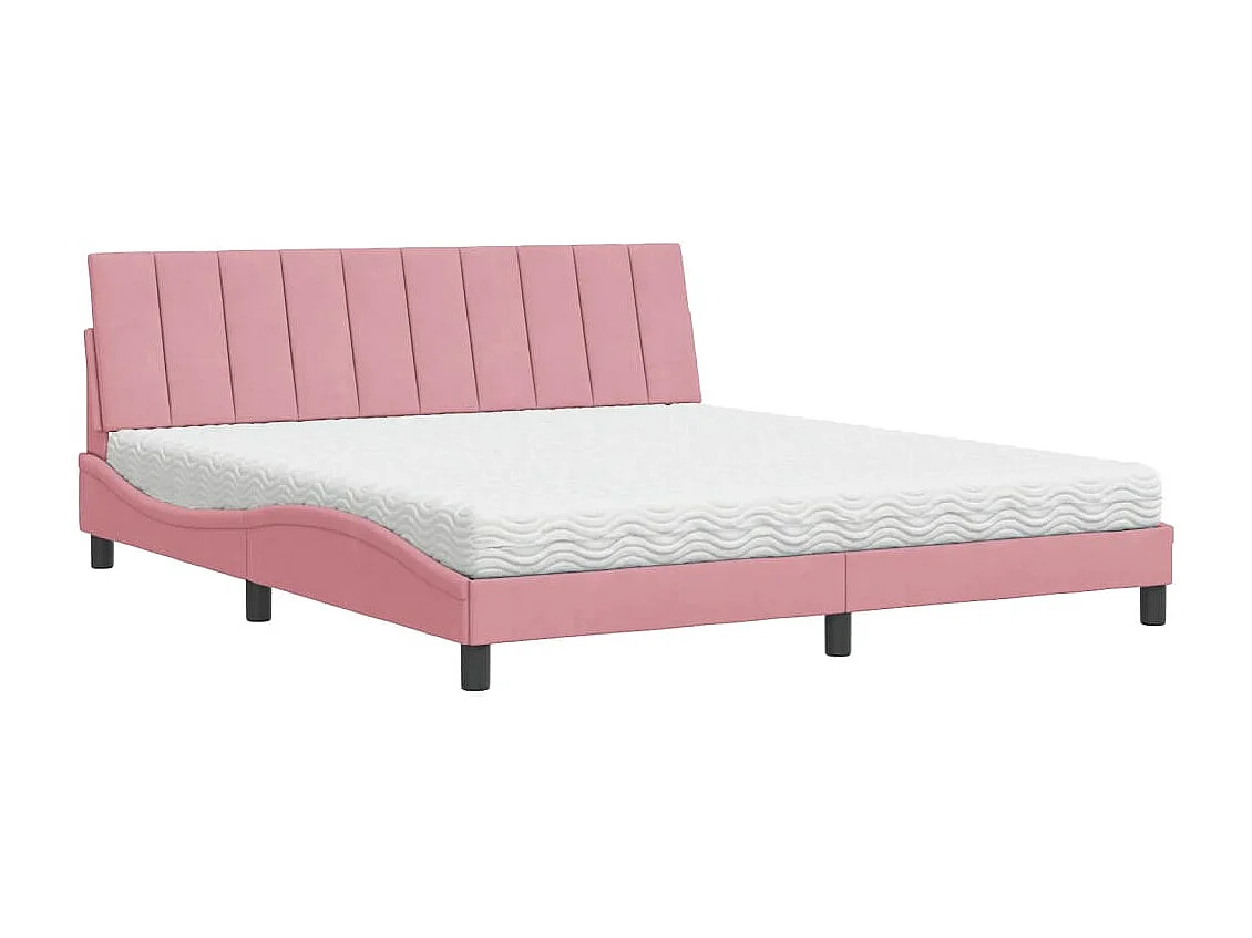 Lit avec matelas Hanko rose 180x200 cm velours