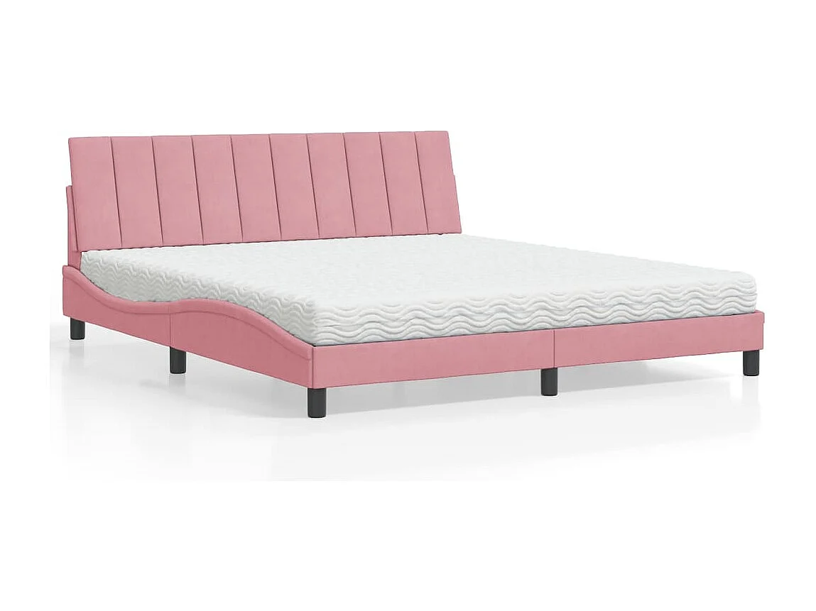Lit avec matelas Hanko rose 180x200 cm velours