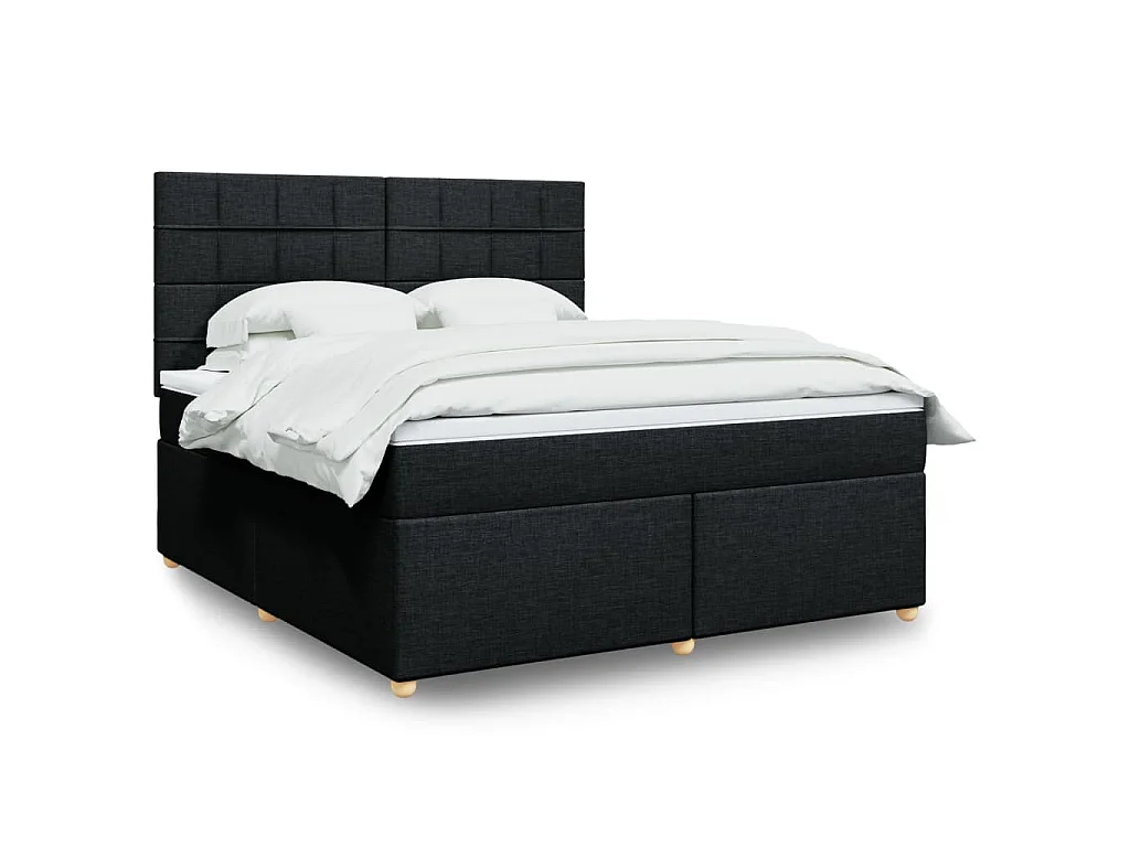 Boxspring met matras stof zwart 180x200 cm