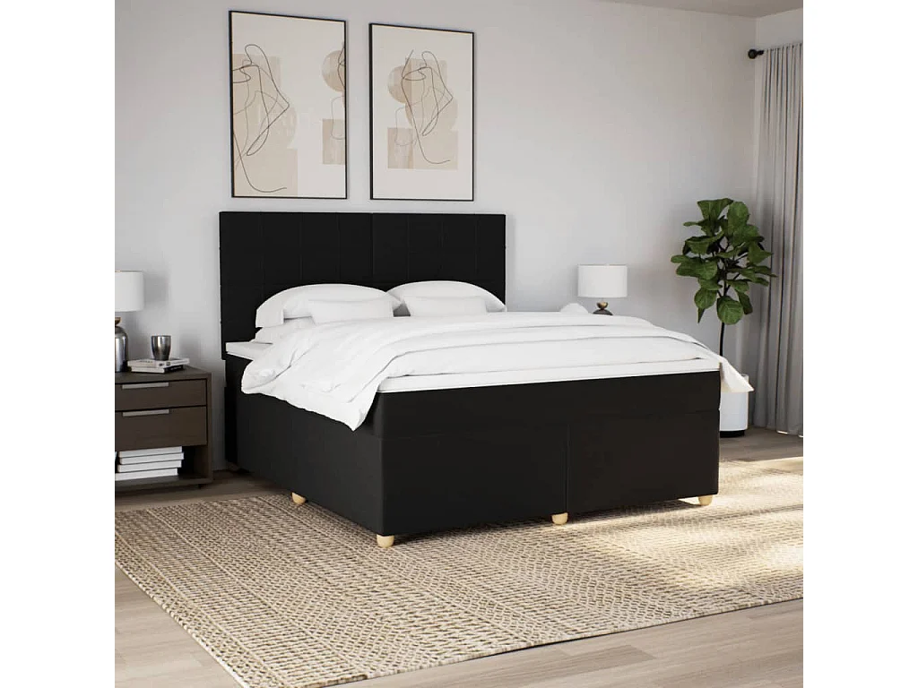 Boxspring met matras stof zwart 180x200 cm