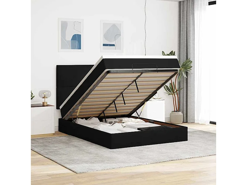 Ottoman bed met matrassen 140x190cm fluweel zwart