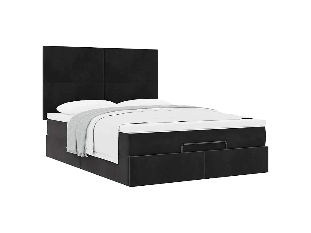 Ottoman bed met matrassen 140x190cm fluweel zwart