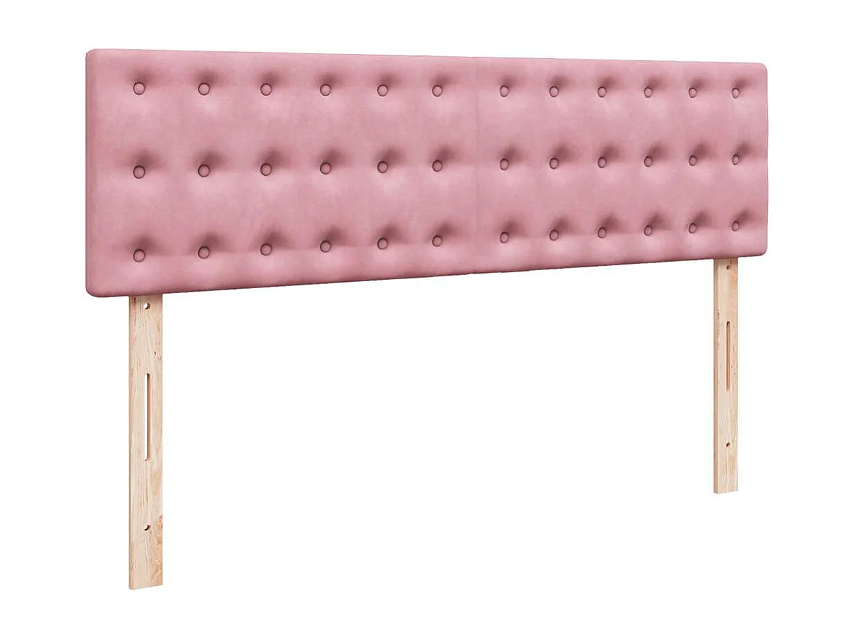 Cadre de lit ottoman avec matelas rose 140x200 cm velours