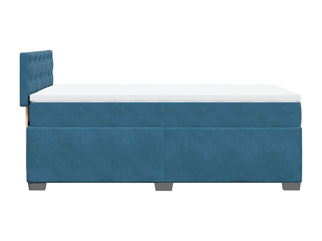 Giroletto a Molle con Materasso Blu Scuro 90x200 cm in Velluto