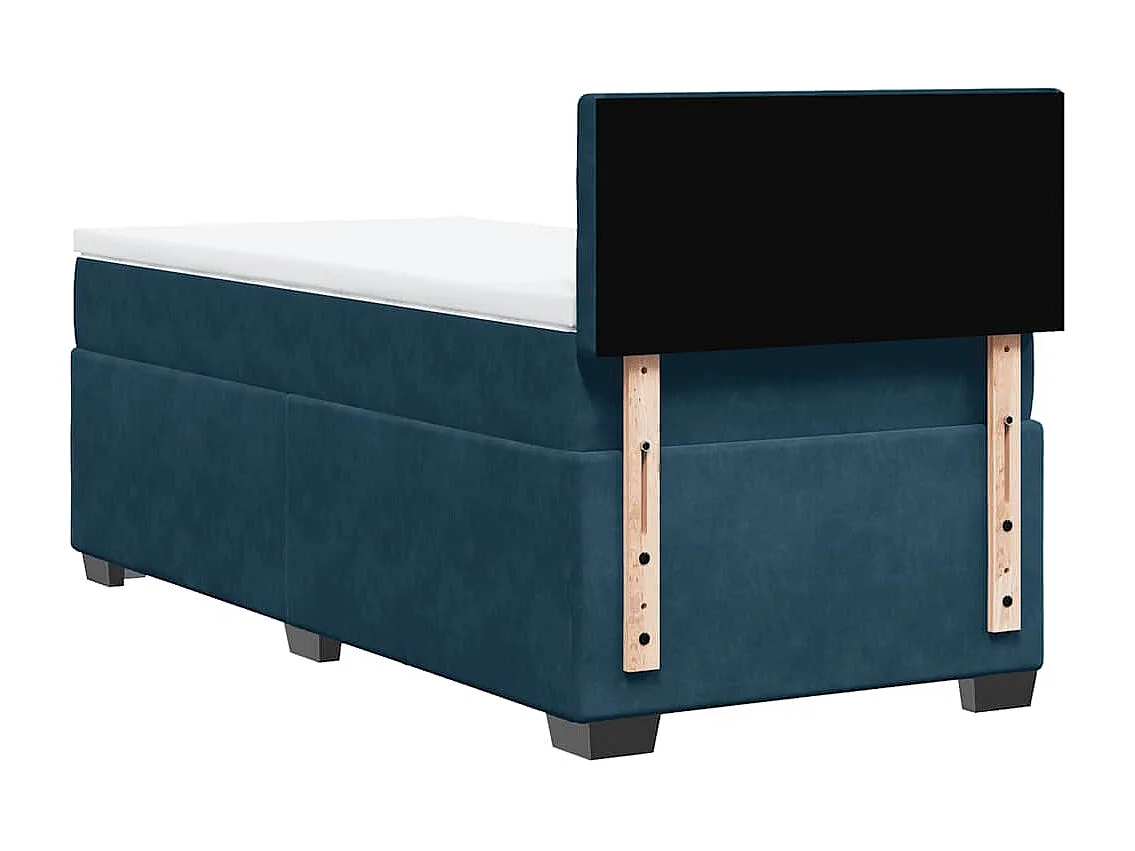 Giroletto a Molle con Materasso Blu Scuro 90x200 cm in Velluto