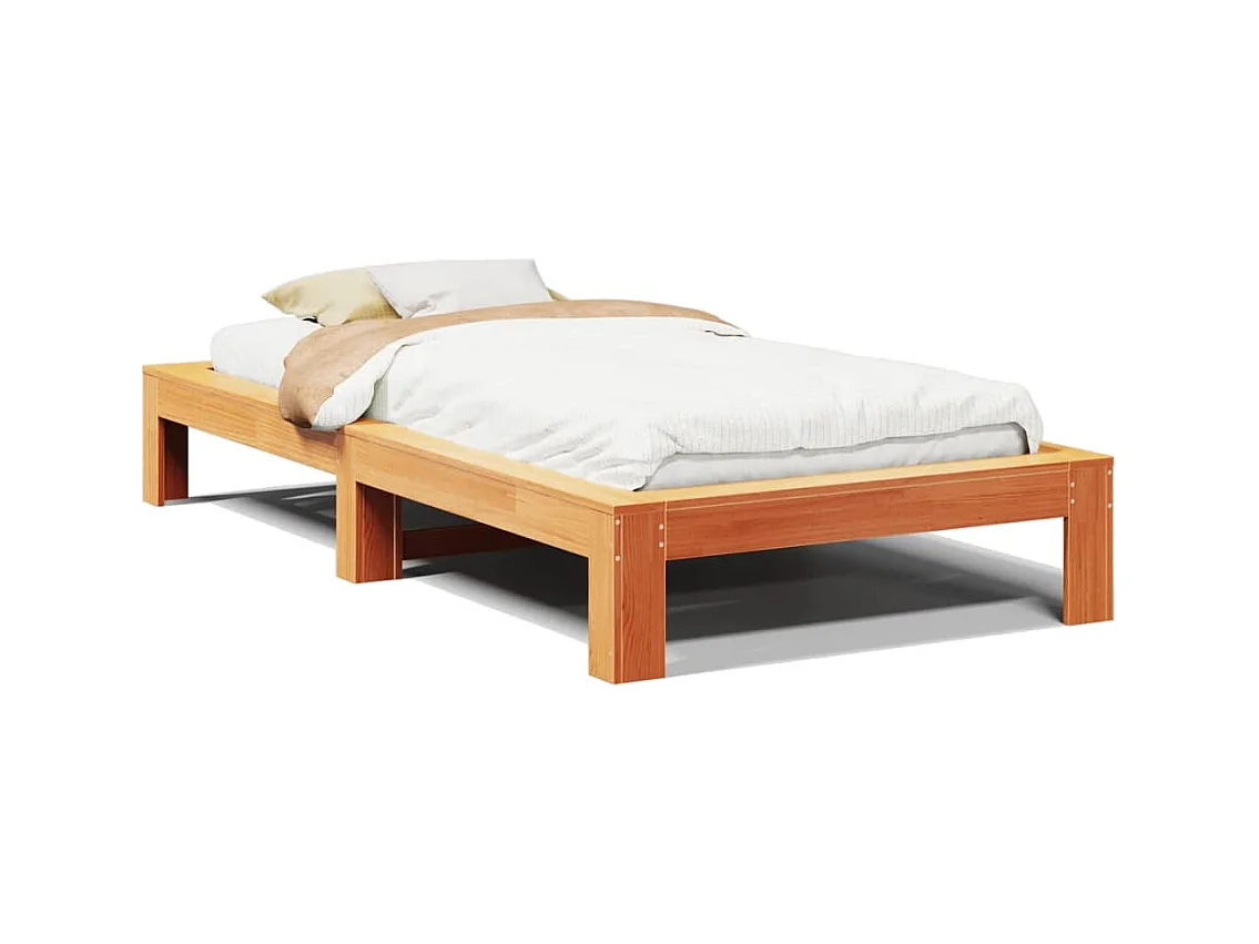 Bedframe zonder matras massief grenenhout wasbruin 100x200 cm