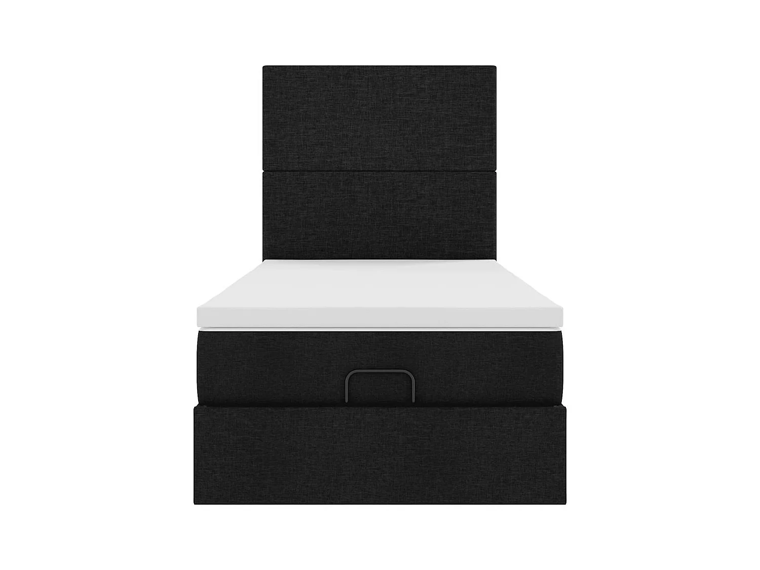 Struttura Letto Pouf con Materasso Nero 90x200 cm in Tessuto