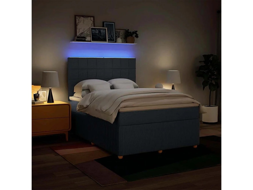 Giroletto a Molle con Materasso Blu 140x190 cm in Tessuto