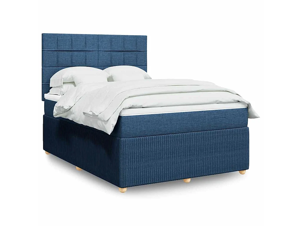 Giroletto a Molle con Materasso Blu 140x190 cm in Tessuto