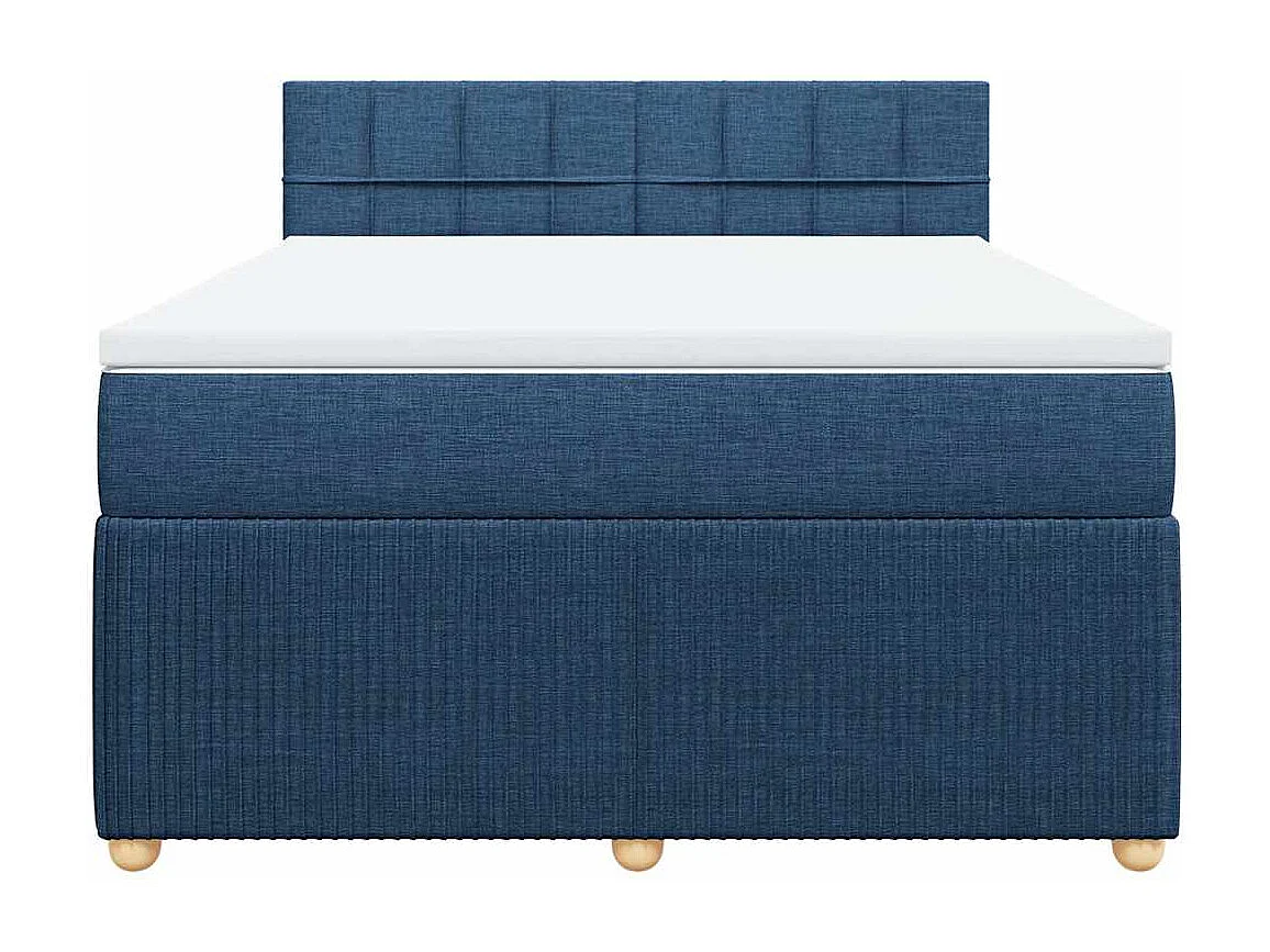 Sommier à lattes de lit avec matelas Bleu 140x190 cm Tissu
