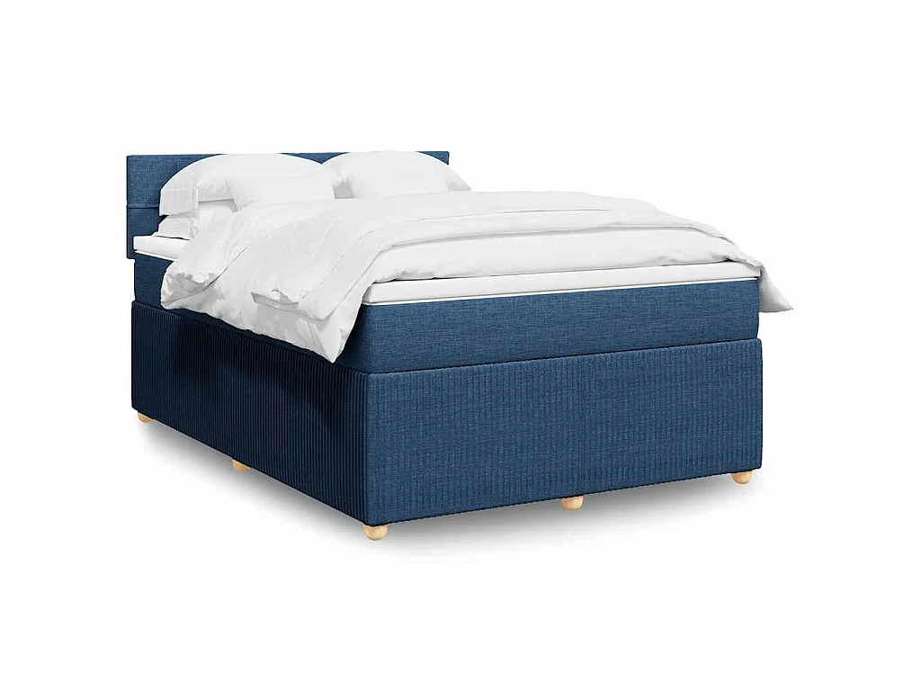 Giroletto a Molle con Materasso Blu 140x190 cm in Tessuto