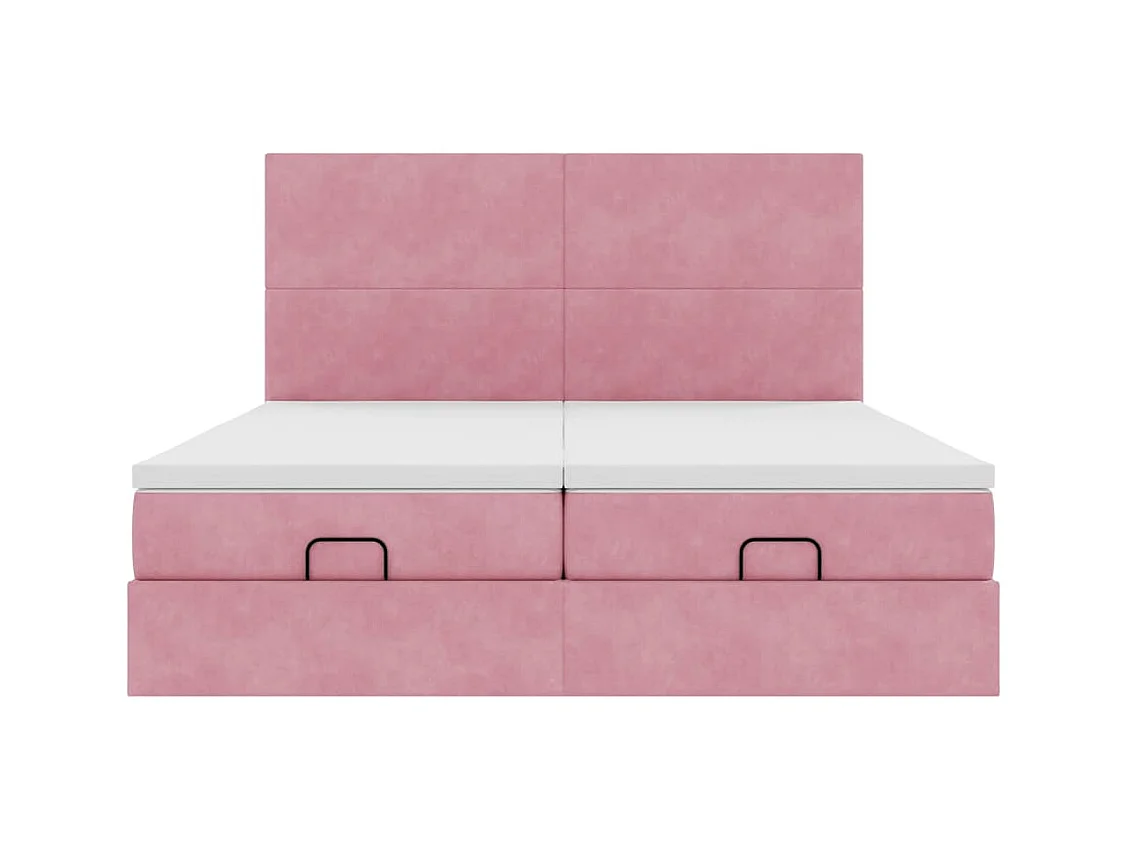 Ottoman-Bett mit Matratzen & LEDs Rosa 180x200 cm Samt