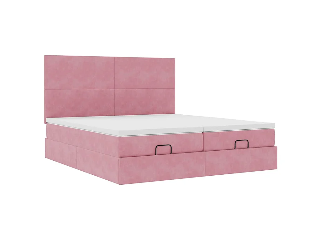 Ottoman-Bett mit Matratzen & LEDs Rosa 180x200 cm Samt