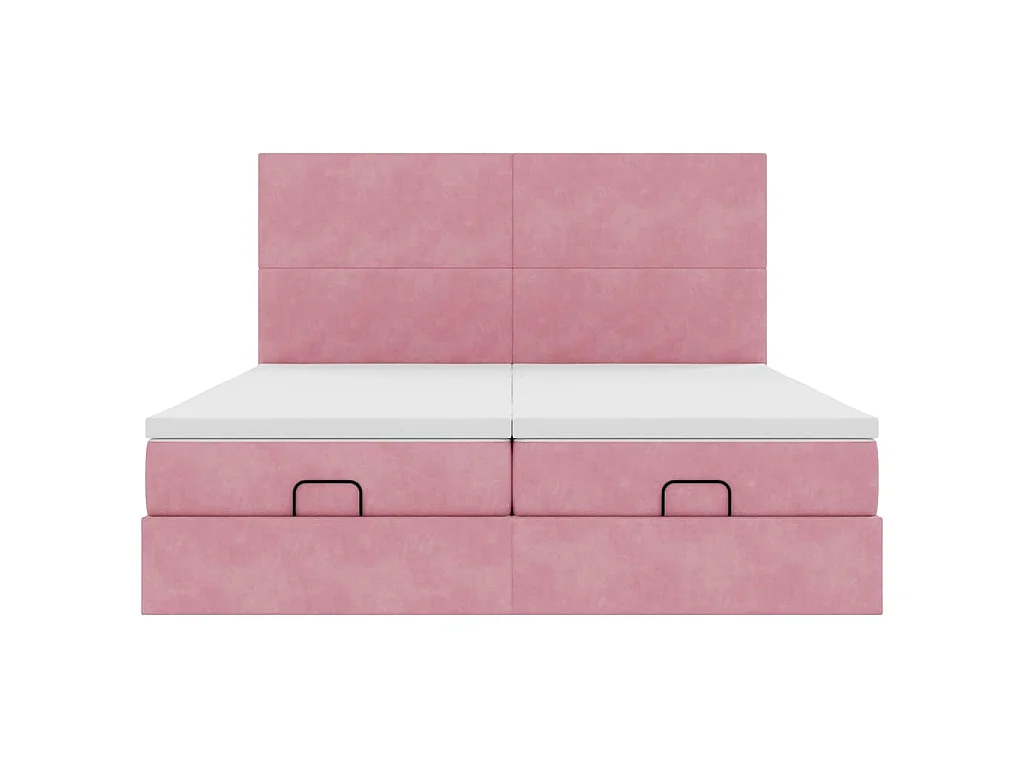 Ottoman-Bett mit Matratzen & LEDs Rosa 180x200 cm Samt