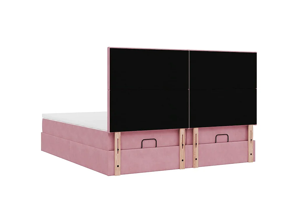 Ottoman-Bett mit Matratzen & LEDs Rosa 180x200 cm Samt