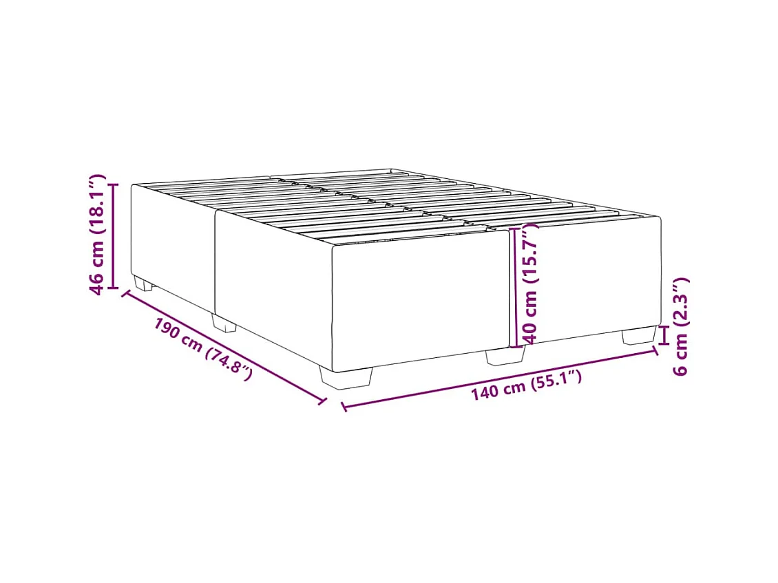 Cadre de lit sans matelas gris clair 140x190 cm tissu