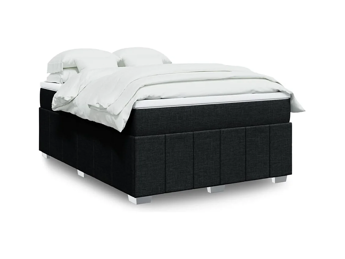 Sommier à lattes de lit avec matelas Noir 140x190 cm Tissu