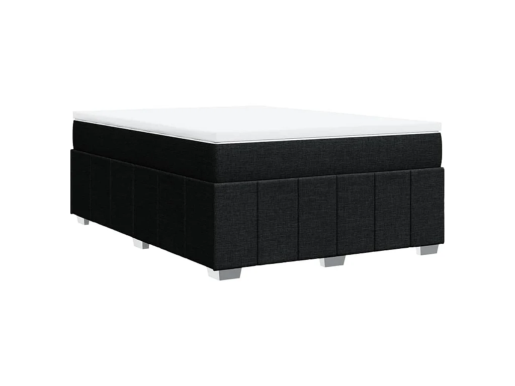 Sommier à lattes de lit avec matelas Noir 140x190 cm Tissu