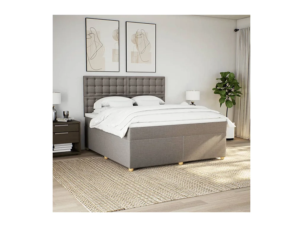 Sommier à lattes de lit avec matelas Taupe 180x200 cm Tissu