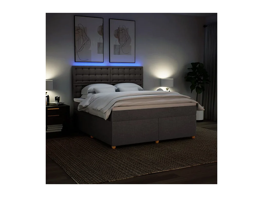 Sommier à lattes de lit avec matelas Taupe 180x200 cm Tissu