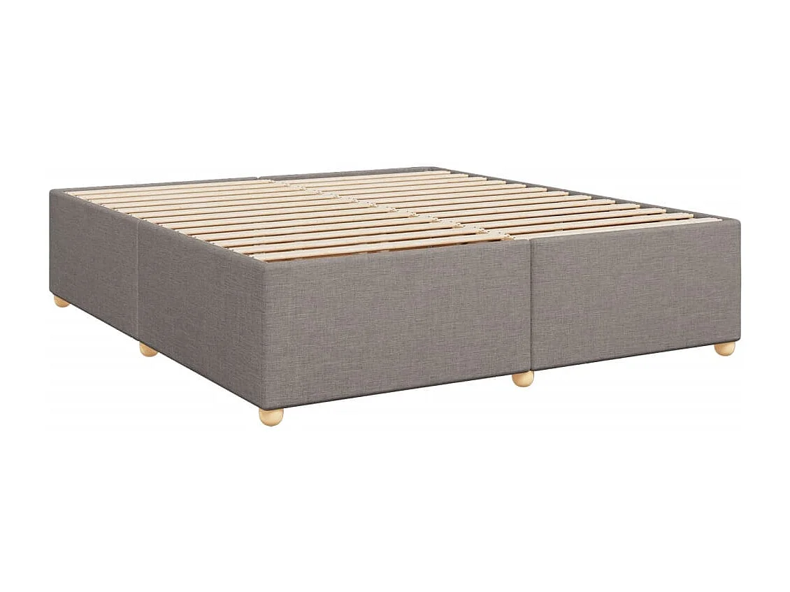 Cama box spring con colchón tela gris taupe 180x200 cm
