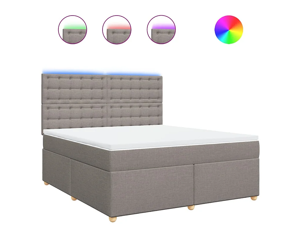 Cama box spring con colchón tela gris taupe 180x200 cm