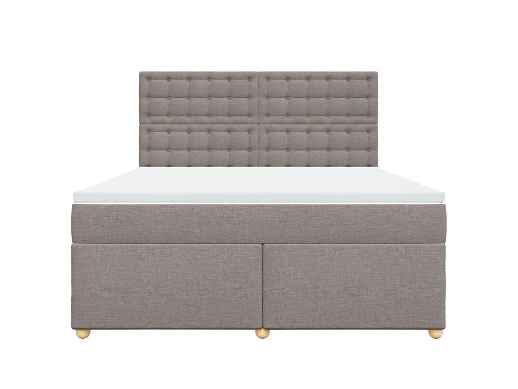 Cama box spring con colchón tela gris taupe 180x200 cm