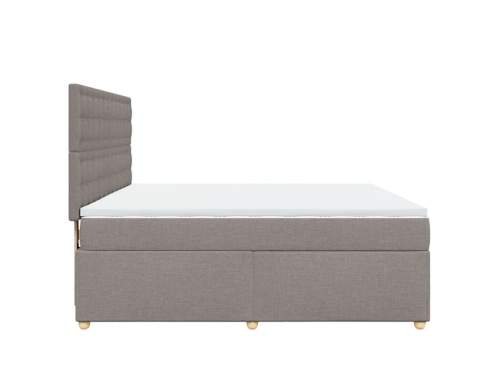 Cama box spring con colchón tela gris taupe 180x200 cm