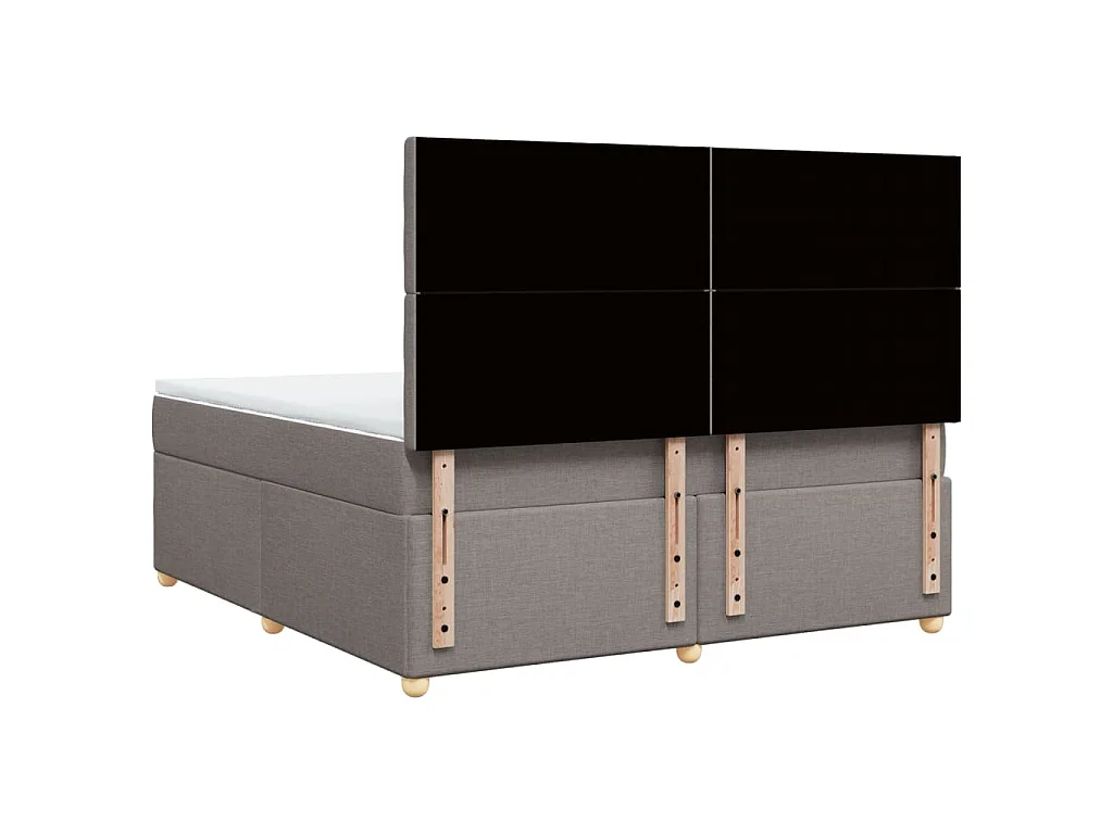Cama box spring con colchón tela gris taupe 180x200 cm