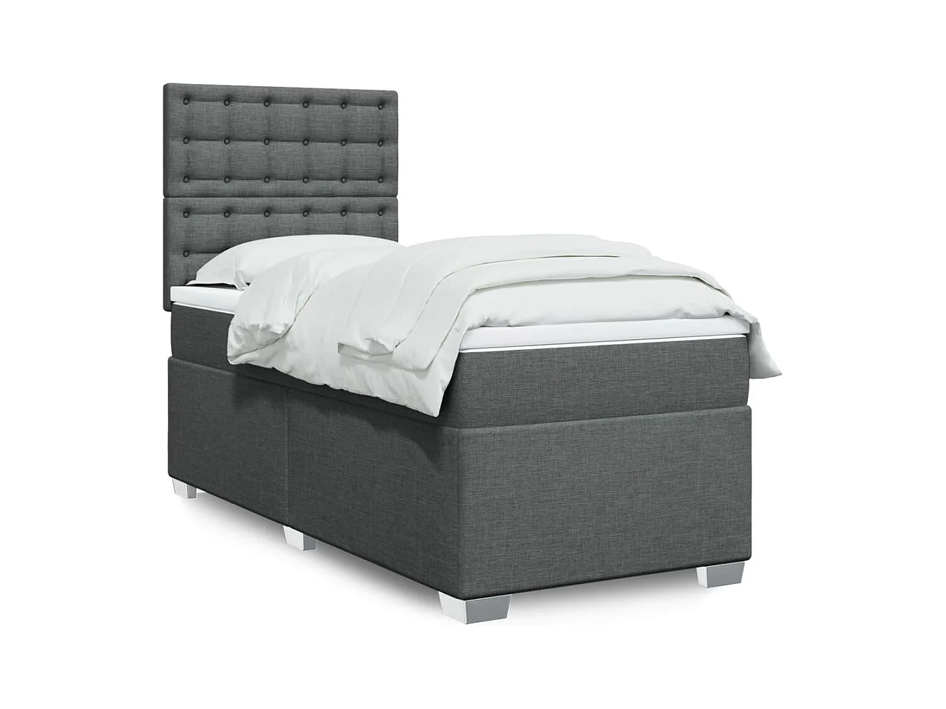 Sommier à lattes de lit avec matelas Gris foncé 90x200 cm Tissu