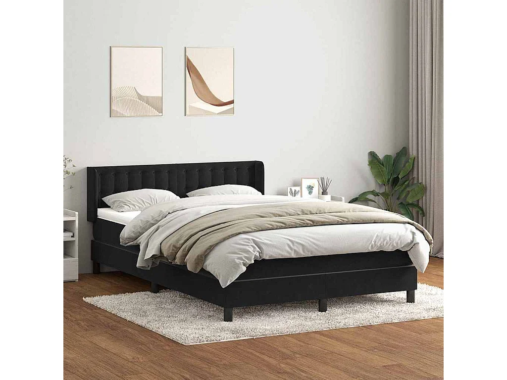 Boxspring met matras fluweel zwart 160x210 cm