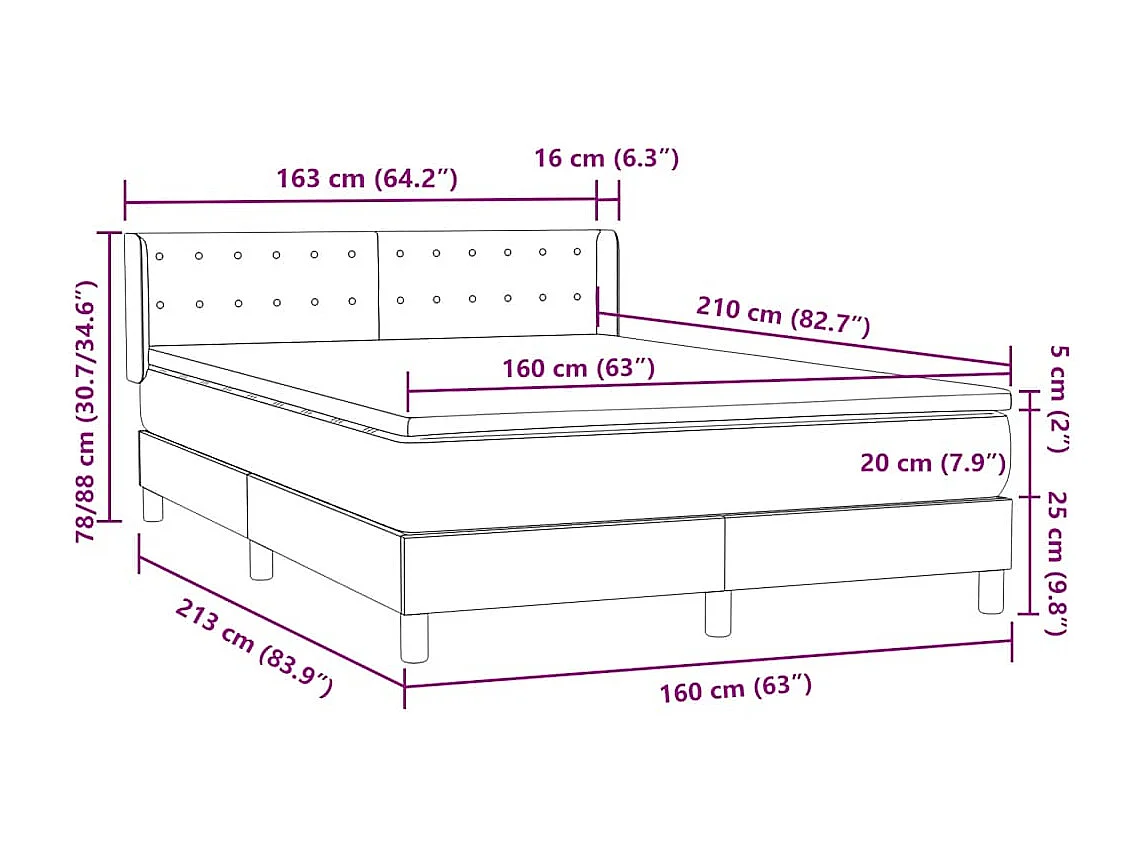 Boxspring met matras fluweel zwart 160x210 cm