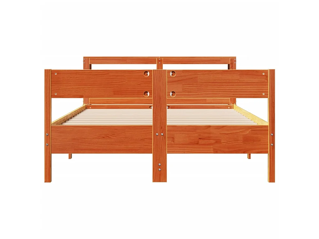 Cadre de lit sans matelas cire marron 140x200cm bois pin massif