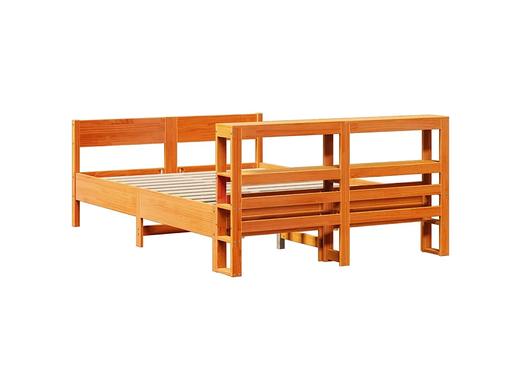 Cadre de lit sans matelas cire marron 140x200cm bois pin massif
