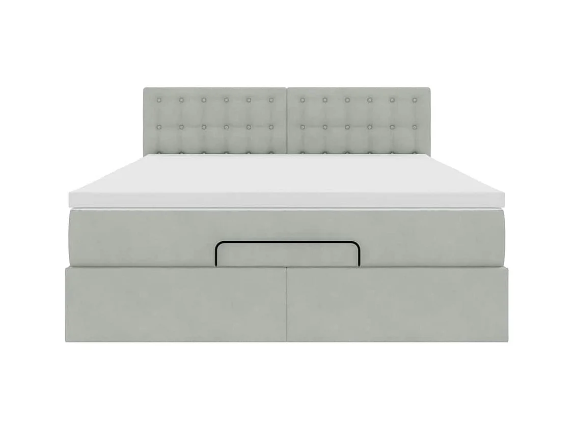 Ottoman-Bett mit Matratze Hellgrau 140x200 cm Samt