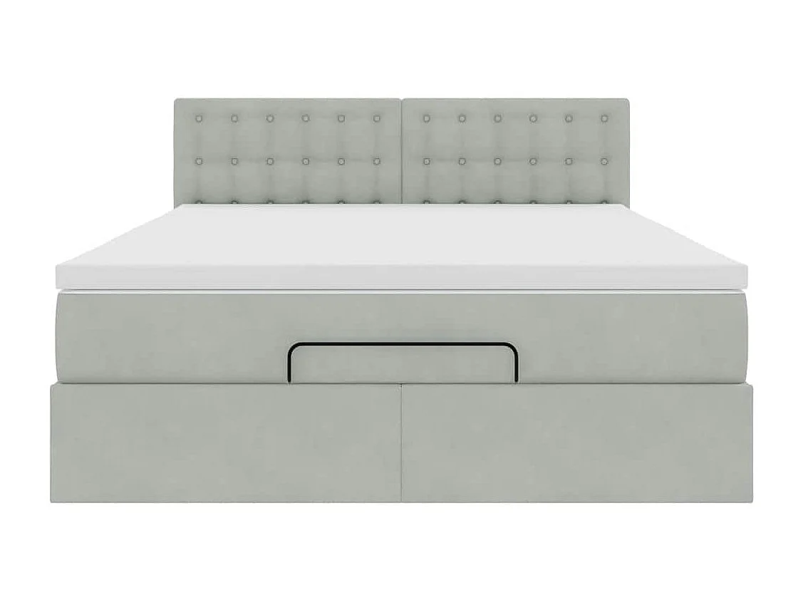 Cadre de lit ottoman avec matelas gris clair 140x200 cm velours