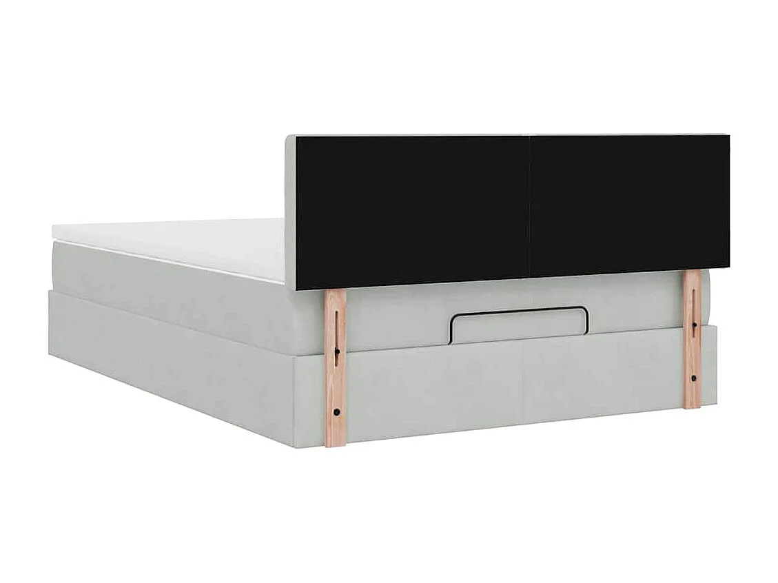 Cadre de lit ottoman avec matelas gris clair 140x200 cm velours