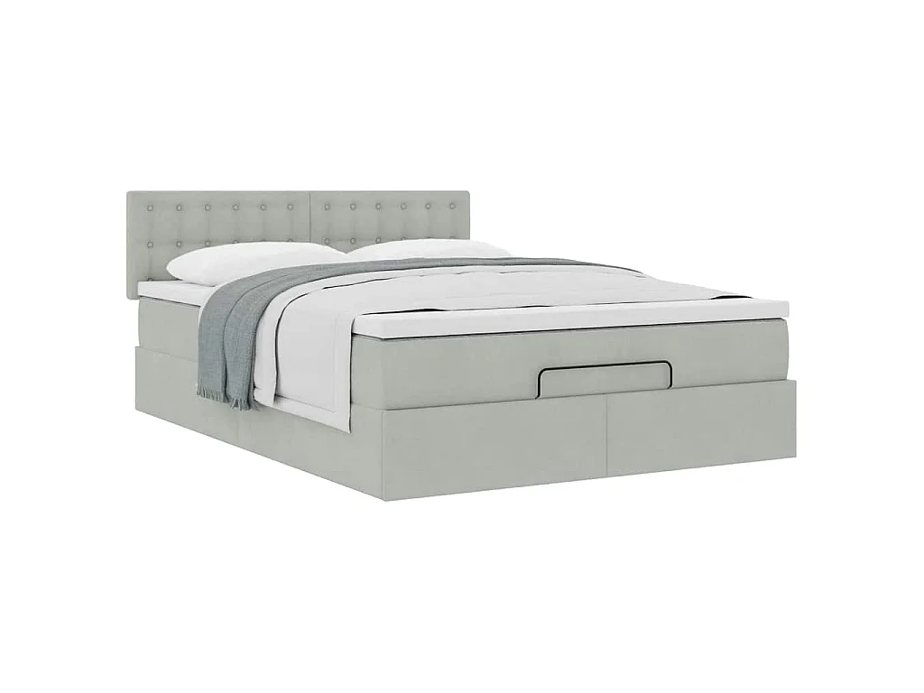 Estructura cama otomana con colchón gris claro 140x200cm
