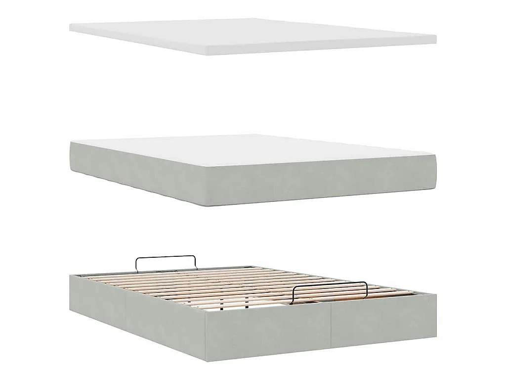 Estructura cama otomana con colchón gris claro 140x200cm
