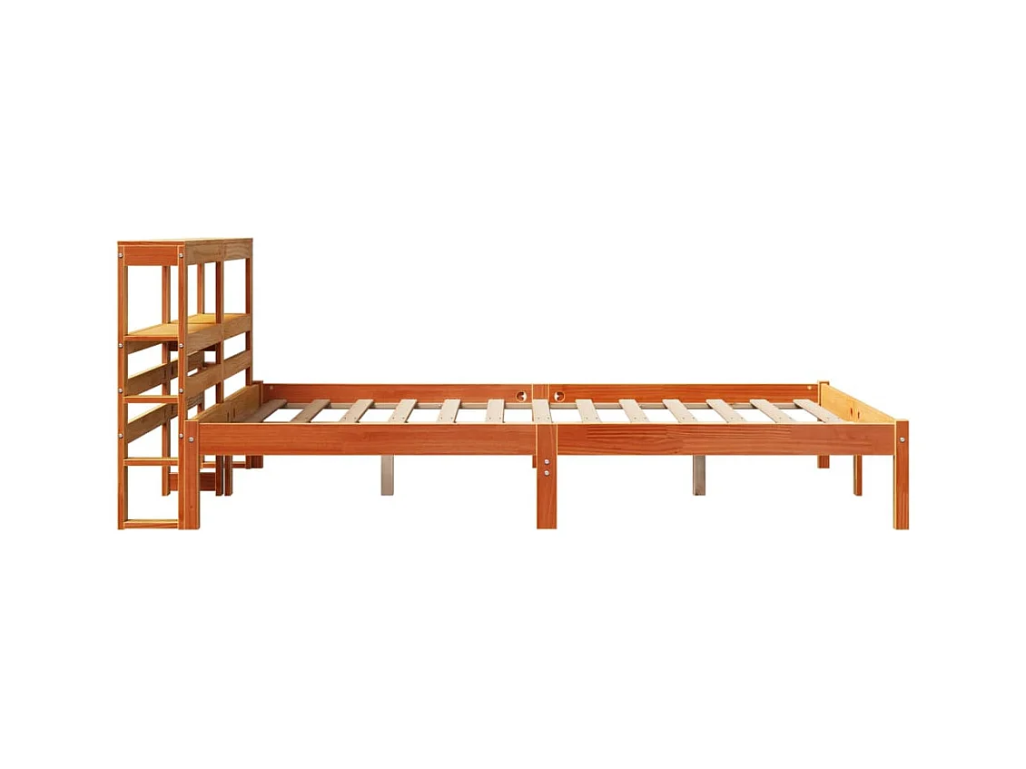 Cadre de lit et tête de lit sans matelas cire marron 140x200 cm