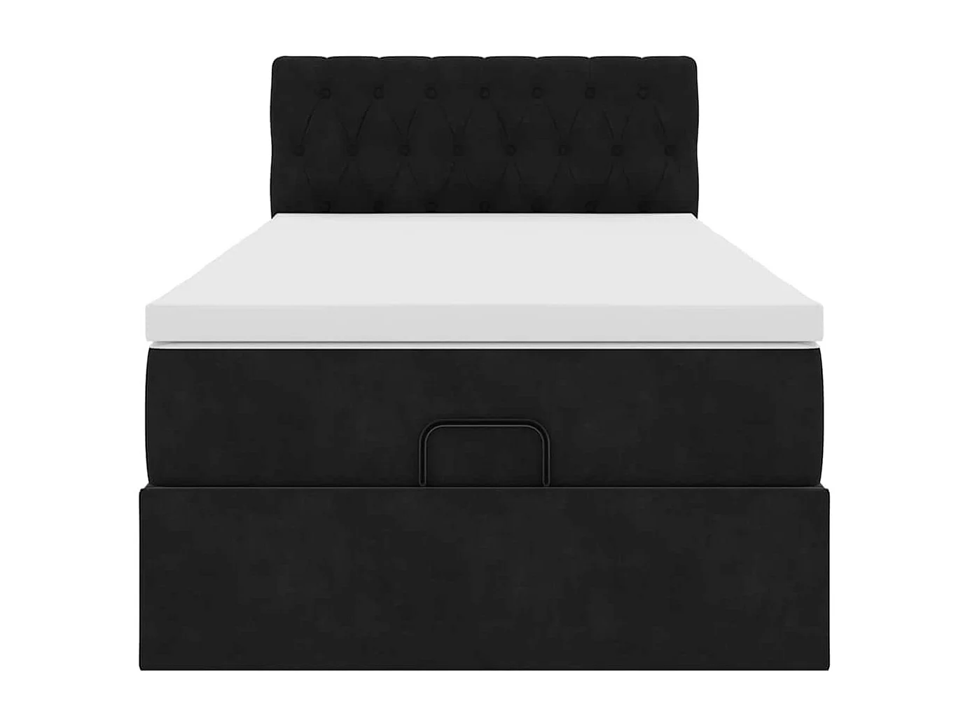 Estructura cama otomana colchón terciopelo negro 90x200 cm