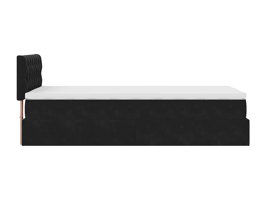 Cadre de lit ottoman avec matelas noir 90x200 cm velours