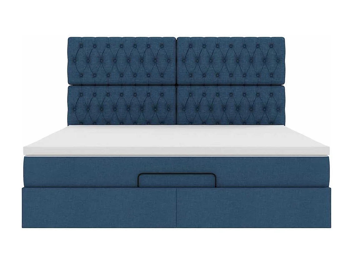 Estrutura de cama otomana  com tecido azul colchão 180x200cm
