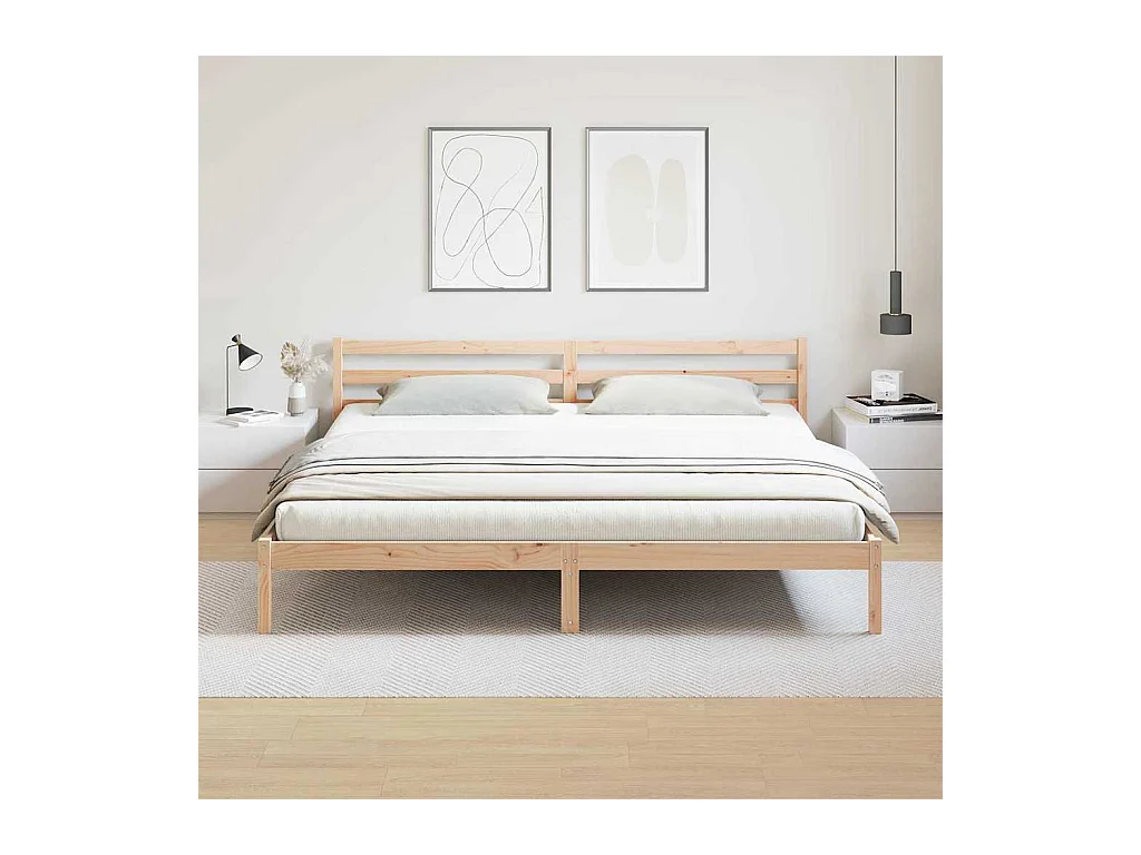 Cadre de lit Marron 208.6 x 157.6 x 69.4 cm Pin massif