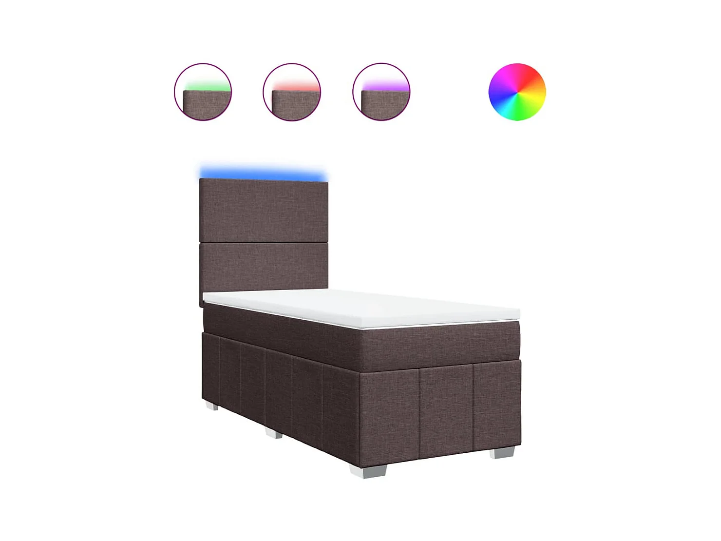 Giroletto a Molle con Materasso Marrone Scuro 90x190cm Tessuto