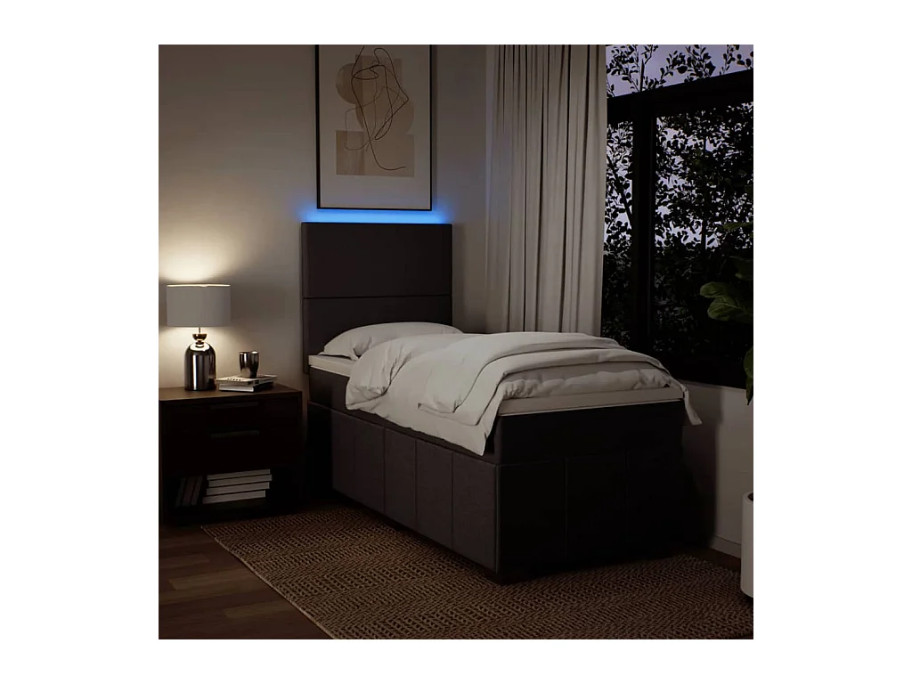 Giroletto a Molle con Materasso Marrone Scuro 90x190cm Tessuto