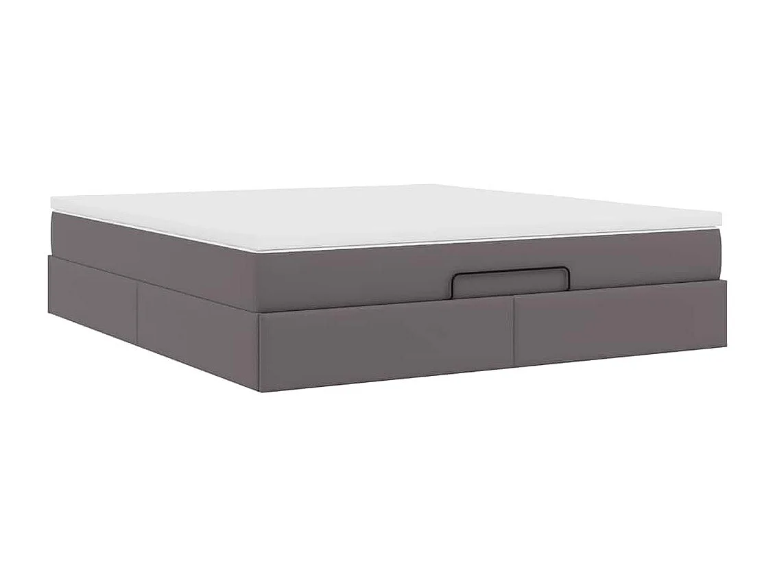 Cadre de lit ottoman avec matelas gris 160x200 cm similicuir