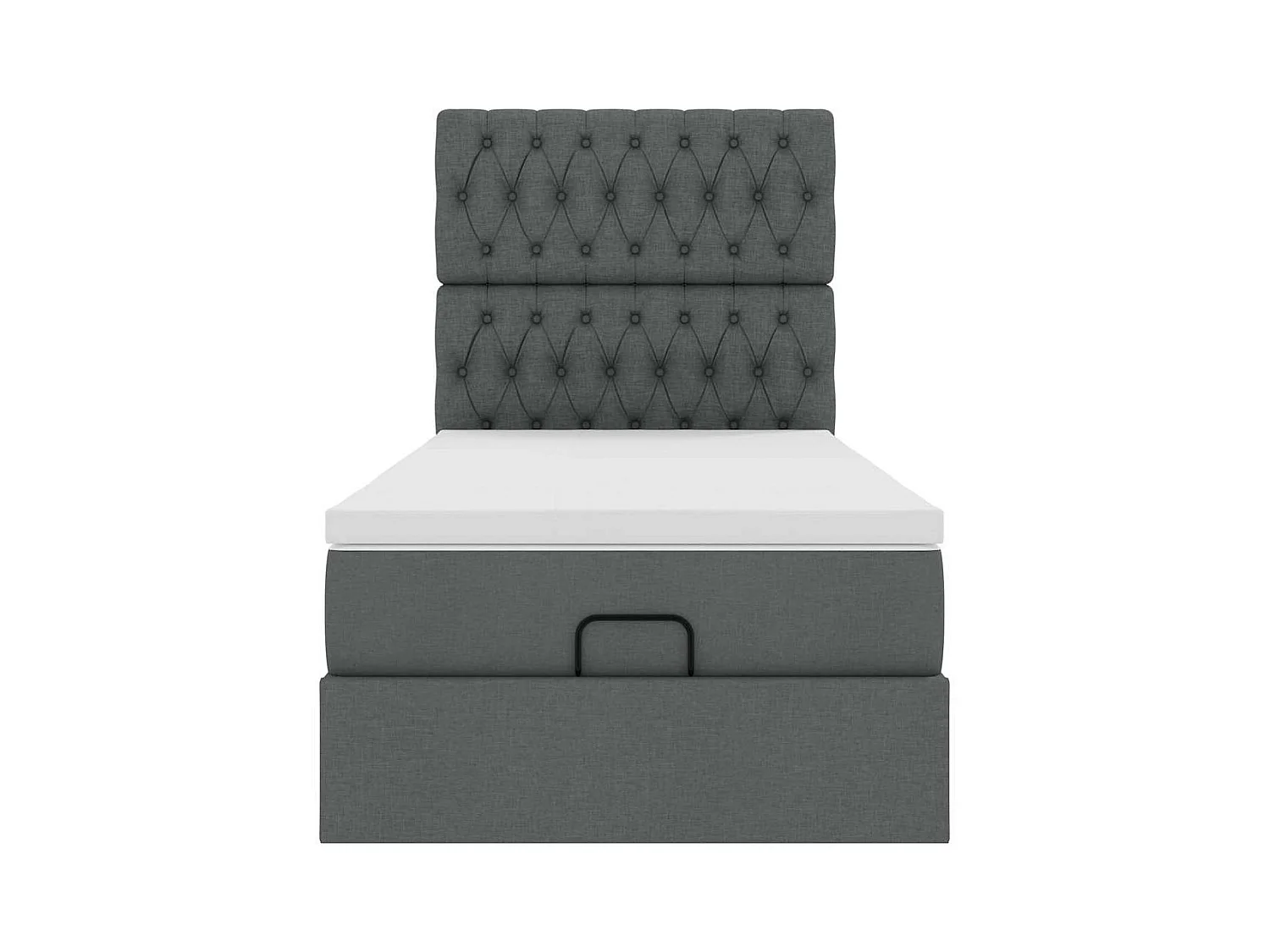 Ottomane Bett mit Matratze & LEDs Dunkelgrau 90x200 cm Stoff